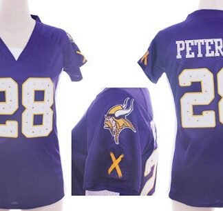 Nike Minnesota Vikings #28 Adrian Peterson 2012 Purple Womens Draft Him II Top Jersey