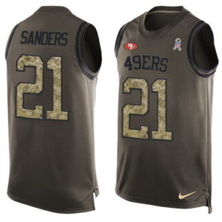 Men's San Francisco 49ers #21 Deion Sanders Green Salute to Service Hot Pressing Player Name & Number Nike NFL Tank...