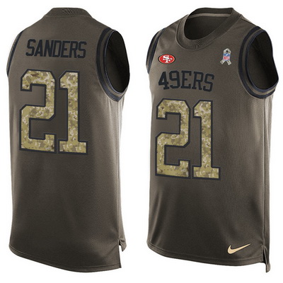 Men's San Francisco 49ers #21 Deion Sanders Green Salute to Service Hot Pressing Player Name & Number Nike NFL Tank...