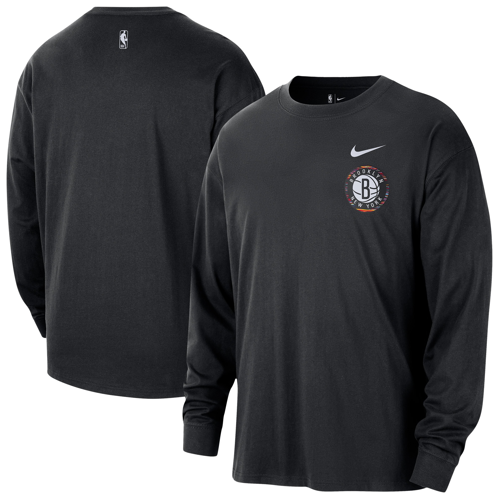 Brooklyn Nets Nike 2025/26 City Edition Remix Essential Logo Long Sleeve T-Shirt – Black
