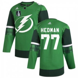 Tampa Bay Tampa Bay Lightning #77 Victor Hedman Men’s Adidas 2022 Stanley Cup Final Patch St. Patrick’s Day Stitche...