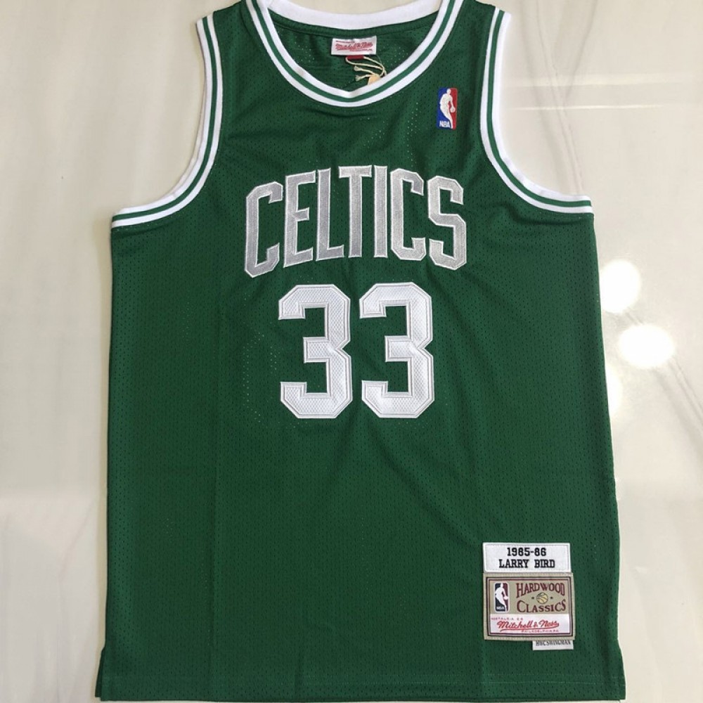 Larry Bird Boston Celtics Throwback 1985-86 Hardwood Classics Jersey - Kelly Green - Image 2