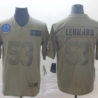 Nike Colts 53 Darius Leonard 2019 Olive Salute To Service Limited Jersey