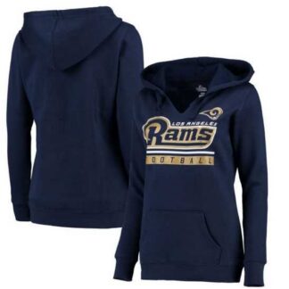 Women's Los Angeles Rams Majestic Plus Size Self Determination Pullover Hoodie - Navy FengYun