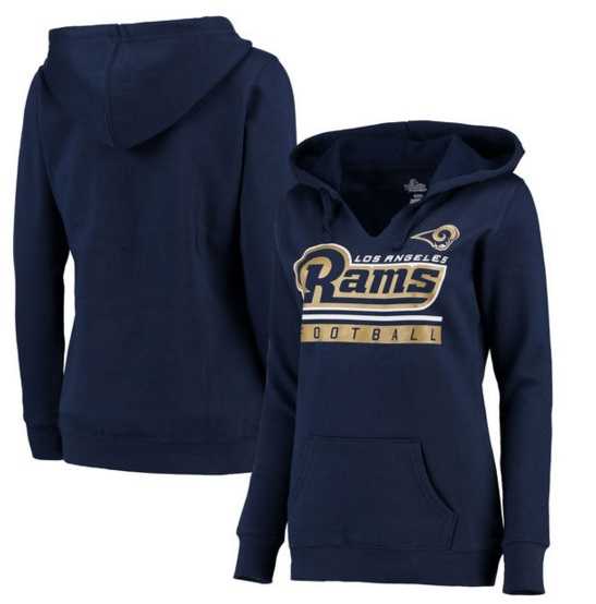 Women's Los Angeles Rams Majestic Plus Size Self Determination Pullover Hoodie - Navy FengYun