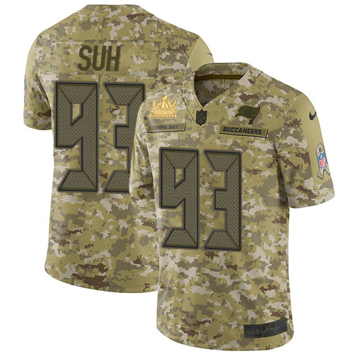 Nike Tampa Bay Buccaneers #93 Ndamukong Suh Camo Youth Super Bowl LV Champions Patch Stitched NFL Limited 2018 Salu...