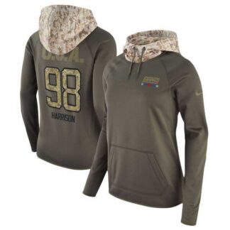 Women Nike Giants 98 Damon Harrison Olive Salute To Service Pullover Hoodie