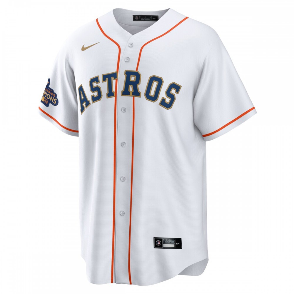 Alex Bregman Houston Astros Nike 2023 Gold Collection Replica Player Jersey - White/Gold - Image 2