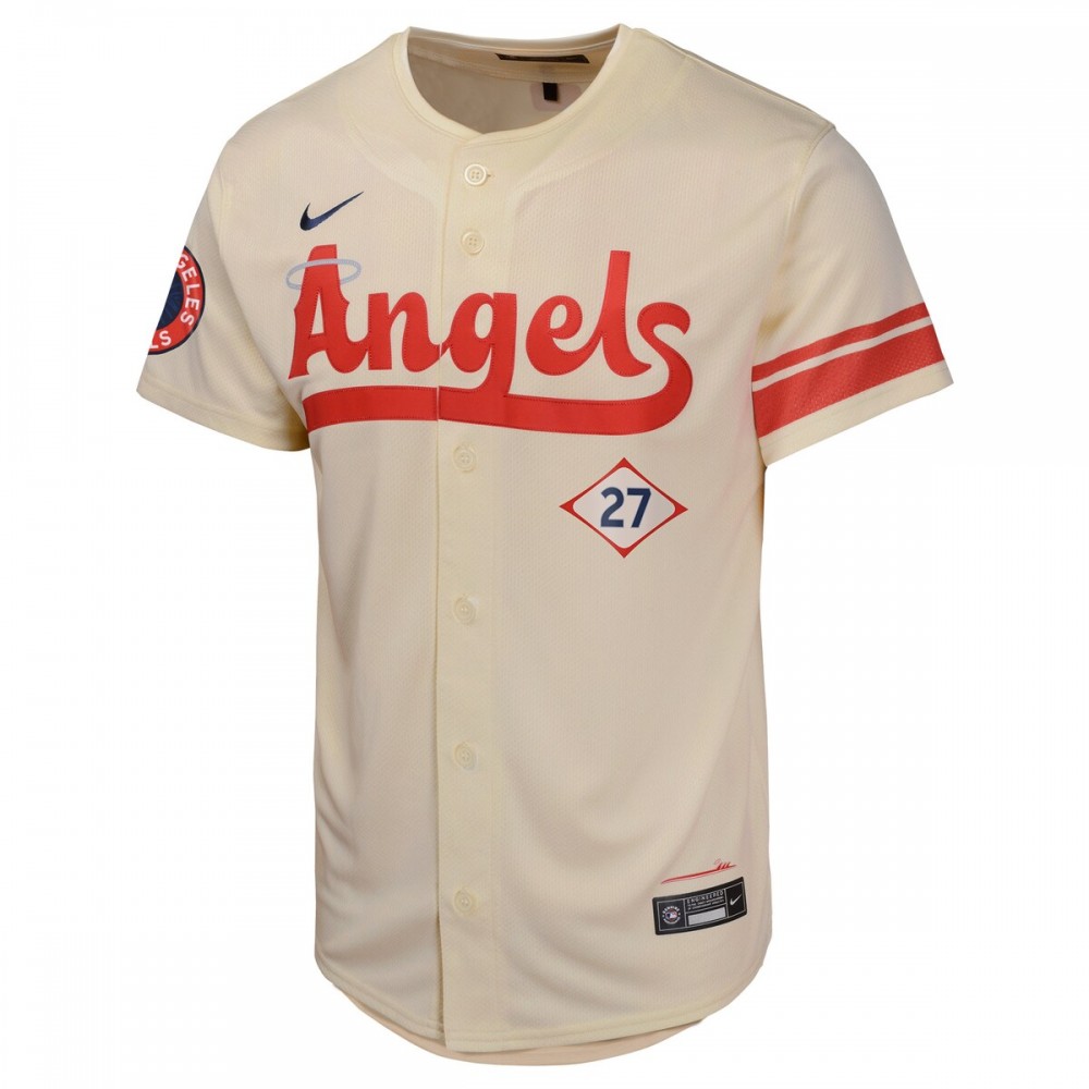Mike Trout Los Angeles Angels Nike Youth City Connect Limited Player Jersey - Cream - Image 2