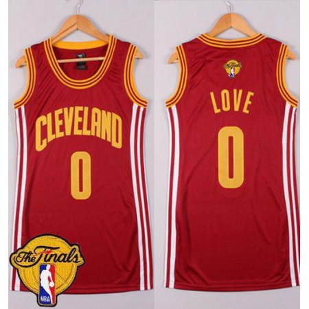 Women's Cleveland Cavaliers #0 Kevin Love Red The Finals Patch Dress Stitched NBA Jersey