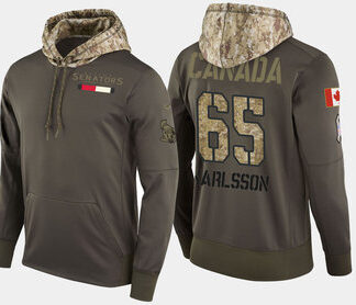 Nike Ottawa Senators 65 Erik Karlsson Olive Salute To Service Pullover Hoodie