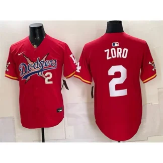Men's Los Angeles Dodgers x One Piece #2 ZORO Red Vapor Premier Limited Jersey