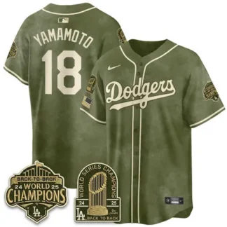 Youth Los Angeles Dodgers #18 Yoshinobu Yamamoto Olive New Era 2026 Armed Forces Day Jersey