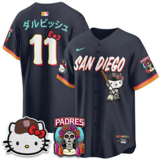 Men's San Diego Padres #11 Yu Darvish Obsidian 2026 City Connect x Hello Kitty Vapor Limited Jersey EX7Q
