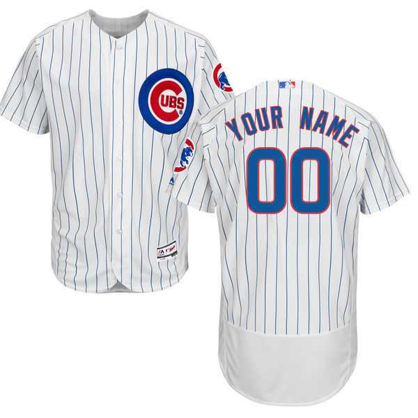 Chicago Cubs Customized Majestic Flexbase Collection Stitched Baseball WEM Jersey - White Royal Blue
