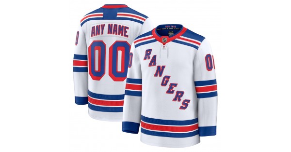Men's New York Rangers White Away Premium Custom Jersey - Image 2