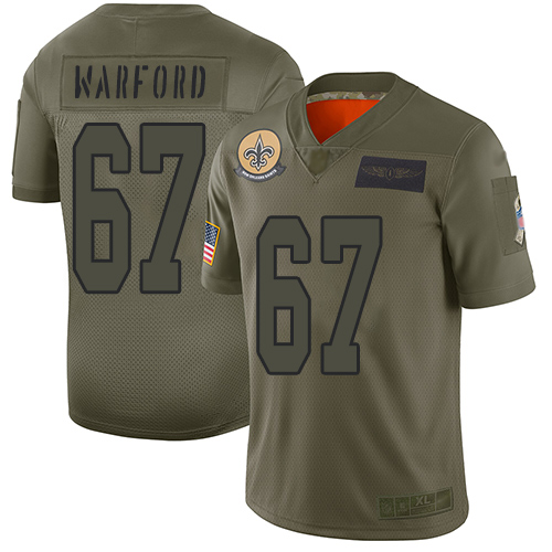 Nike New Orleans Saints #67 Larry Warford Camo Men’s Stitched NFL Limited 2019 Salute To Service Jersey