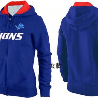 Womens Detroit Lions Team Logo 2015 Full Zip Hoodie-25
