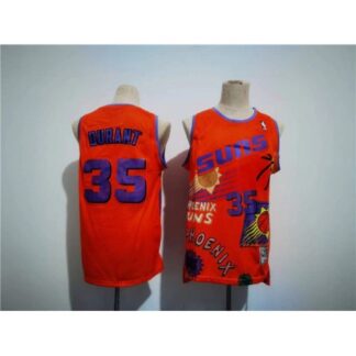 Men's Phoenix Suns #35 Kevin Durant Orange Throwback Swingman Stitched Jersey