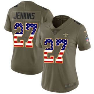 Nike New Orleans Saints #27 Malcolm Jenkins Olive/USA Flag Women’s Stitched NFL Limited 2017 Salute To Service Jersey