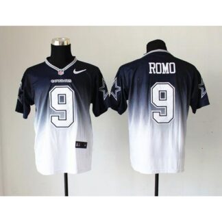 Nike Dallas Cowboys #9 Tony Romo Navy Blue/White Men’s Stitched NFL Elite Fadeaway Fashion Jersey