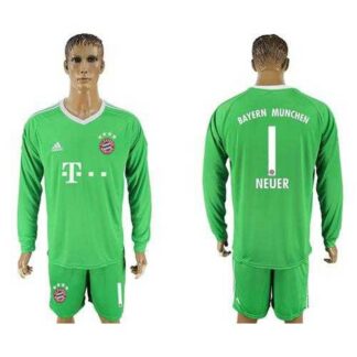 Bayern Munchen #1 Neuer Green Goalkeeper Long Sleeves Soccer Club Jersey