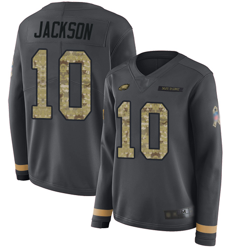 Nike Philadelphia Eagles #10 DeSean Jackson Anthracite Salute to Service Women’s Stitched NFL Limited Therma Long S...