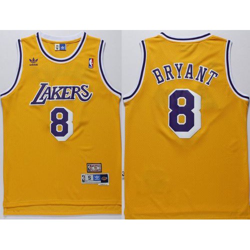 Los Angeles Lakers #8 Kobe Bryant Gold Throwback Stitched NBA Jersey