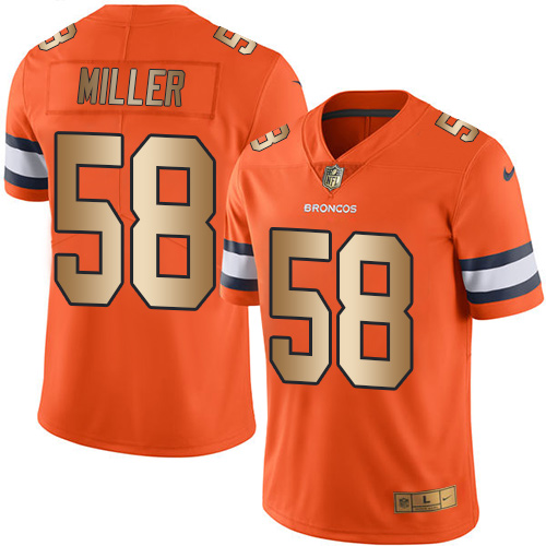 Nike Denver Broncos #58 Von Miller Orange Men’s Stitched NFL Limited Gold Rush Jersey