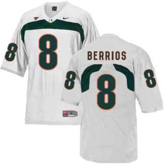 Miami Hurricanes 8 Braxton Berrios White College Football Jersey DingZhi