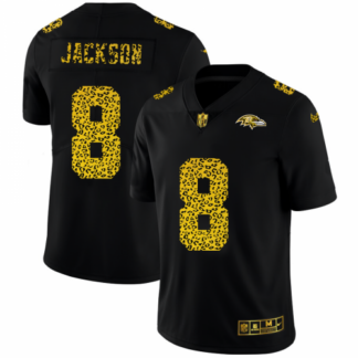 Baltimore Baltimore Ravens #8 Lamar Jackson Men’s Nike Leopard Print Fashion Vapor Limited NFL Jersey Black