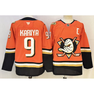 Men's Anaheim Ducks #9 Paul Kariya Orange 2026 With C Patch Home Hockey Jersey