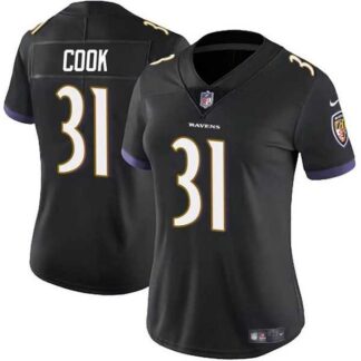 Women's Baltimore Ravens #31 Dalvin Cook Black Stitched Jersey Dzhi