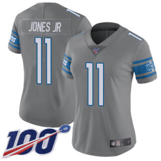 Nike Detroit Lions #11 Marvin Jones Jr Gray Women’s Stitched NFL Limited Rush 100th Season Jersey