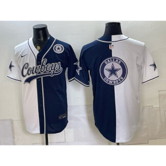 Men's Dallas Cowboys Navy Split Cool Base Stitched Baseball Jersey