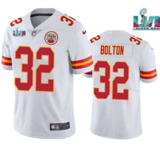 Men & Women & Youth Kansas City Chiefs #32 Nick Bolton White Super Bowl LVII Patch Vapor Untouchable Limited Stitch...
