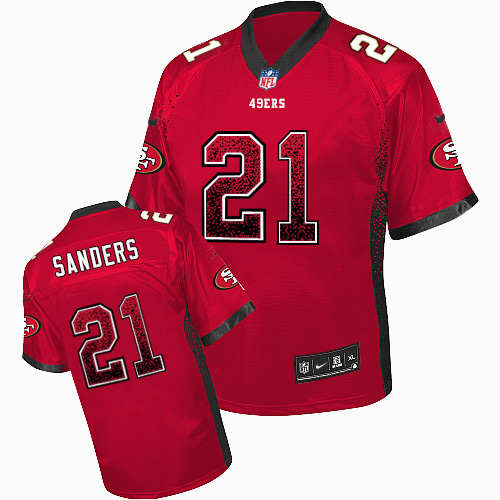 Nike San Francisco 49ers #21 Deion Sanders Red Team Color Men’s Stitched NFL Elite Drift Fashion Jersey