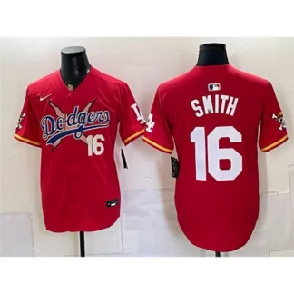 Youth Los Angeles Dodgers x One Piece #16 Will Smith Red Vapor Premier Limited Jersey
