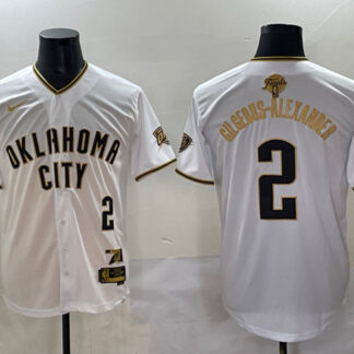 Men's Oklahoma City Thunder #2 Shai Gilgeous-Alexander White Gold 2025 Finals Vapor Stitched Baseball Jersey