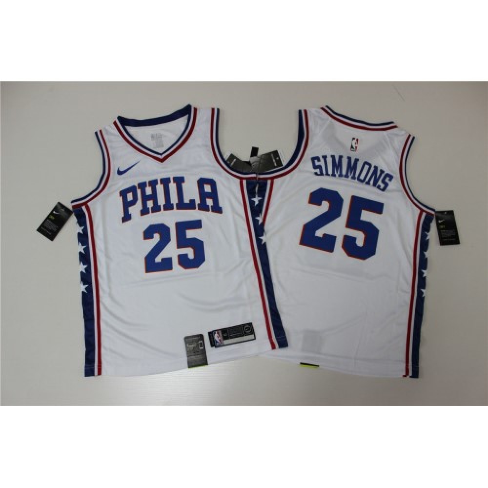 Men's Philadelphia 76ers Ben Simmons Nike #25 White Swingman Jersey - Association Edition - Image 2