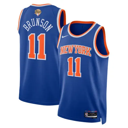 Youth New York Knicks #11 Jalen Brunson Nike Blue 2026 NBA Finals Patch Swingman Icon Edition Jersey