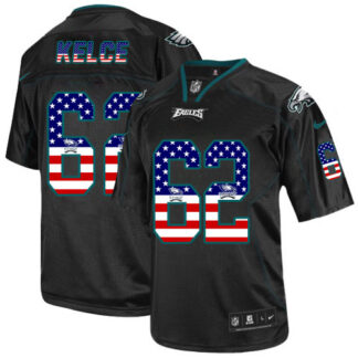 Nike Philadelphia Eagles #62 Jason Kelce Black Men’s Stitched NFL Elite USA Flag Fashion Jersey