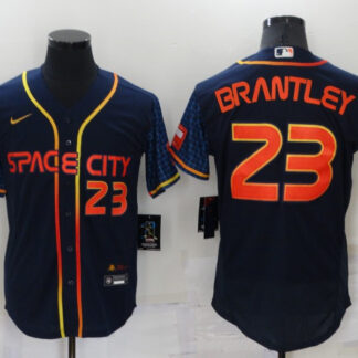 Astros 23 Michael Brantley Navy Nike 2022 City Connect Flexbase Jersey