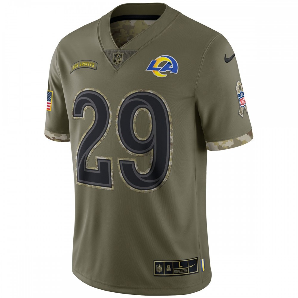 Eric Dickerson Los Angeles Rams 2022 Salute To Service Retired Player Limited Jersey - Olive - Image 2