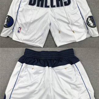 Mens Dallas Mavericks White Shorts (Run Small)