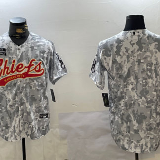 Men's Kansas City Chiefs Team Logo 2024 Arctic Camo Salute to Service Stitched Baseball Jersey