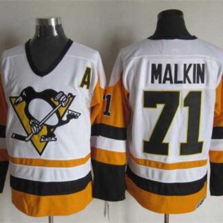 Pittsburgh Penguins #71 Evgeni Malkin CCM Throwback White-Yellow Jerseys