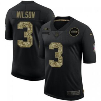 Seattle Seahawks #3 Russell Wilson Men’s Nike 2020 Salute To Service Camo Limited NFL Jersey Black