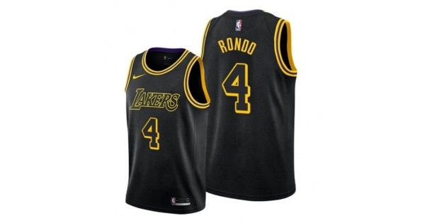Men's Los Angeles Lakers Rajon Rondo #4 Nike Black Swingman NBA Jersey - City Edition - Image 2