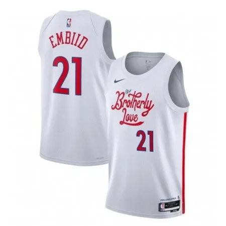 Men's Philadelphia 76ers #21 Joel Embiid White 2022/23 City Edition Stitched Basketball Jersey PLQ7